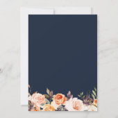 elegant fall floral navy blue geometric wedding invitation (Back)