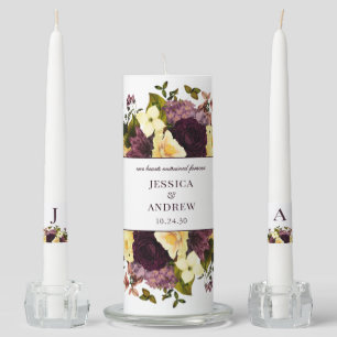 Elegant Fall Floral Our Hearts Entwined Forever Unity Candle Set