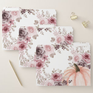 Elegant Fall Floral Pumpkin Neutrals Watercolor File Folder