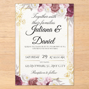 Elegant Fall Floral Pumpkin Wedding Invitation Car
