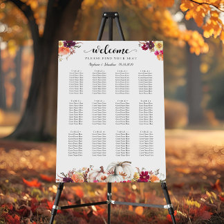 Elegant Fall Floral Pumpkin Wedding Welcome Foam Board