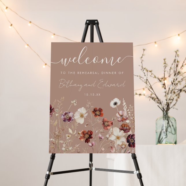 Elegant Fall Floral Rehearsal Dinner Welcome Sign (In Situ (Stand))
