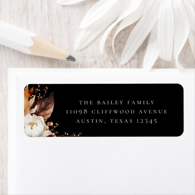 Elegant Fall Floral Return Address Label (Insitu)
