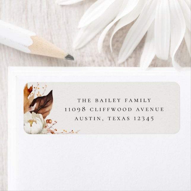 Elegant Fall Floral Return Address Label (Insitu)