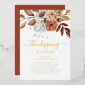 Elegant Fall Floral Thanksgiving Dinner Gold