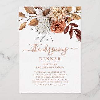 Elegant Fall Floral Thanksgiving Dinner Rose Gold