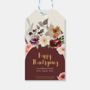 Elegant Fall Floral Thanksgiving Gift Tags
