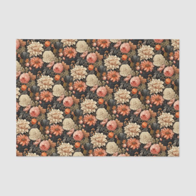 Elegant Fall Floral Tissue Paper (Front)