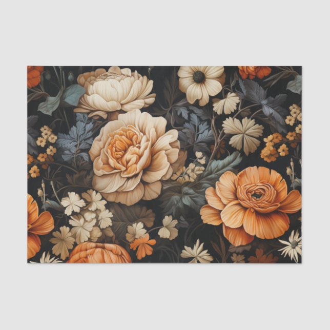 Elegant Fall Floral Tissue Paper (Front)
