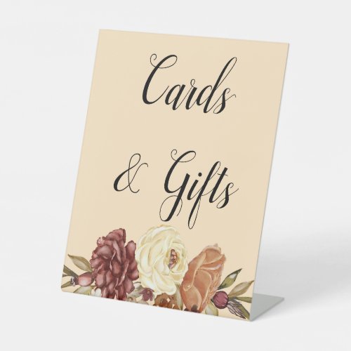 Elegant Fall Floral Wedding Cards  Gifts Pedestal Sign