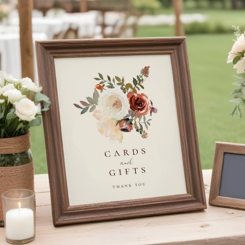 Elegant Fall Floral Wedding Cards  Gifts Sign