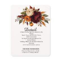 Elegant Fall Floral Wedding Details Enclosure Card