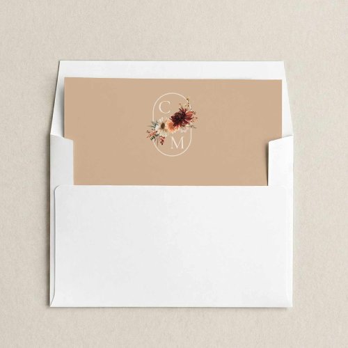 Elegant Fall Floral Wedding Envelope Liner