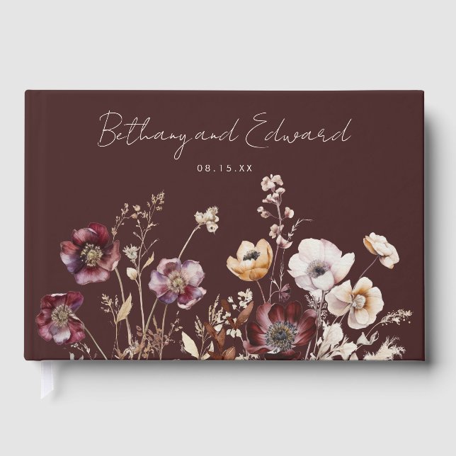Elegant Fall Floral Wedding Guest Book (Front)