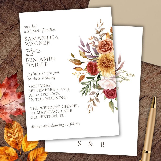 Elegant Fall Floral Wedding Invitation (Creator Uploaded)