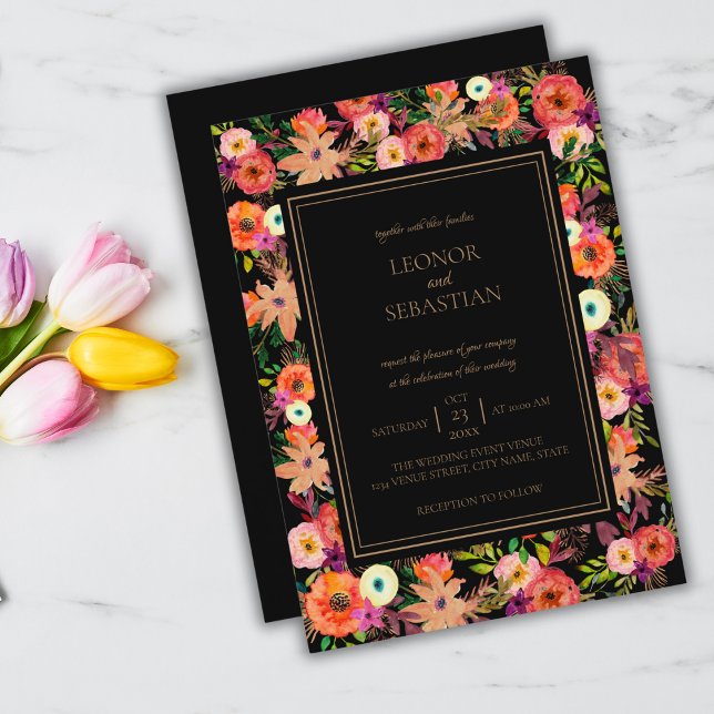 Elegant Fall Floral Wedding Invitation (Creator Uploaded)
