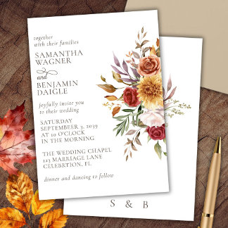 Elegant Fall Floral Wedding Invitation
