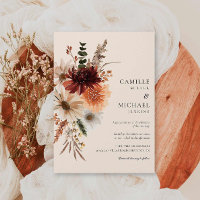Elegant Fall Floral Wedding Invitation