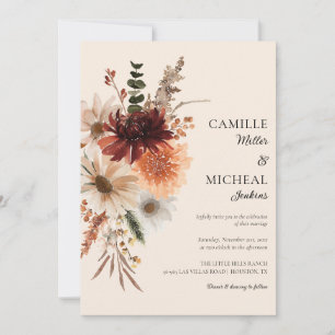 Elegant Fall Floral Wedding Invitation