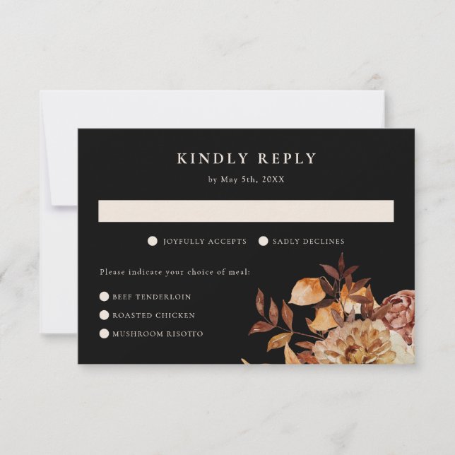 Elegant Fall Floral Wedding RSVP Card (Front)