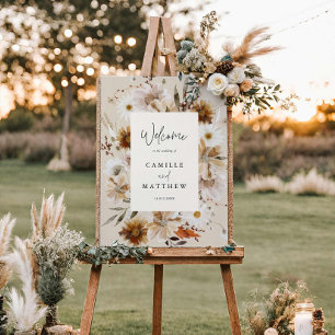 Elegant Fall Floral Wedding Welcome Sign 