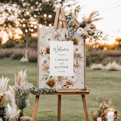 Elegant Fall Floral Wedding Welcome Sign 