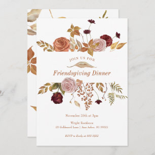 Elegant Fall Floral Woodland Friendsgiving Invitation