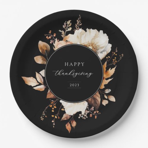 Elegant Fall Floral Wreath Paper Plates