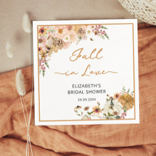 Elegant Fall Flower Pumpkin Bridal Shower Birthday Napkins