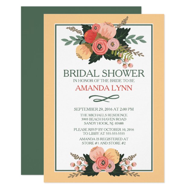 Elegant Fall Flowers Bridal Shower Invitation