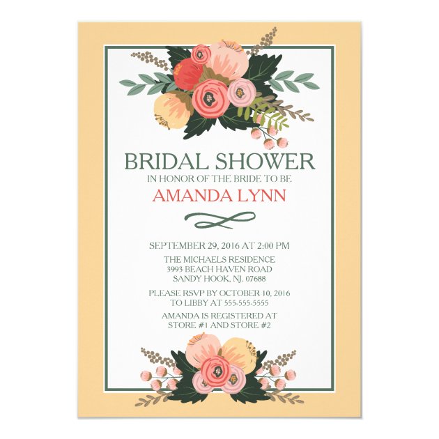 Elegant Fall Flowers Bridal Shower Invitation