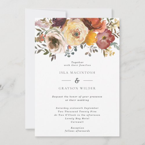 Elegant Fall Flowers Wedding Invitation
