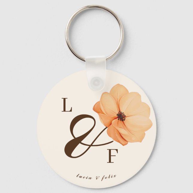Elegant Fall flowers Wedding Thank You Keychain (Front)