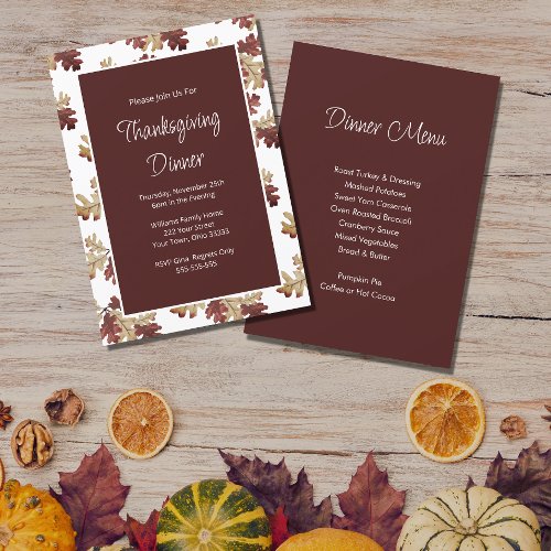 Elegant Fall Foliage Thanksgiving Dinner  Invitation