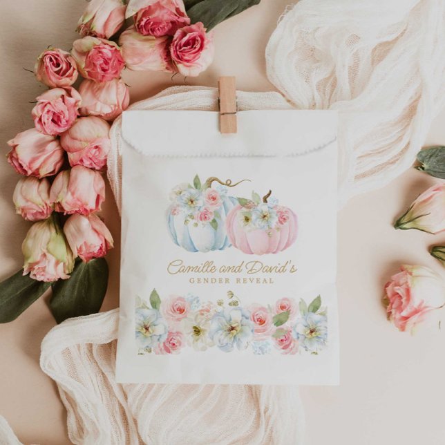 Elegant Fall Gender Reveal  Favor Bag (Elegant Pink and blue Fall Baby Shower Favor Bag)