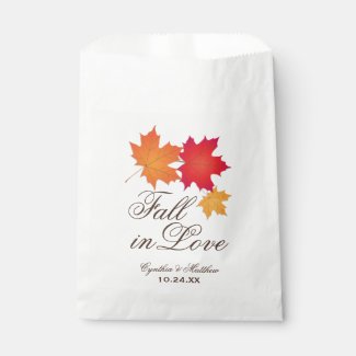Elegant Fall in Love Autumn Leaves Wedding Favor Bag