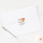 Elegant Fall in Love Autumn Wedding Monogram Classic Round Sticker (Envelope)