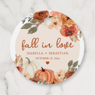 Elegant Fall in Love Boho Pumpkin Wedding Favor Tags