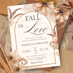 Elegant Fall in Love Bridal Shower Boho Sunflower Invitation