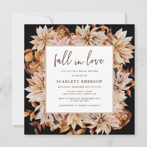 Elegant Fall In Love Bridal Shower Invitation