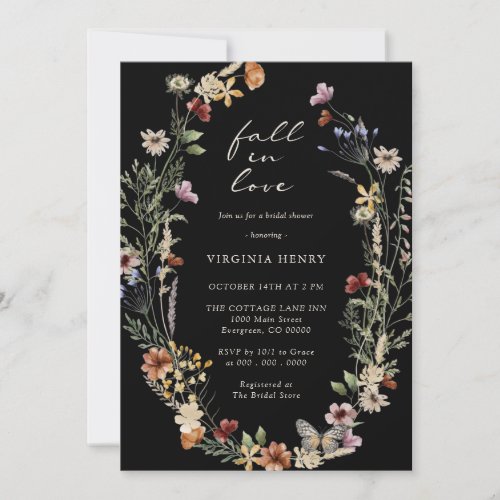 Elegant Fall In Love Bridal Shower Invitation