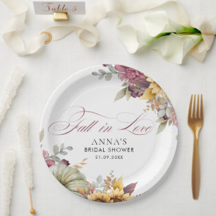 Elegant Fall In Love Bridal Shower  Paper Plates