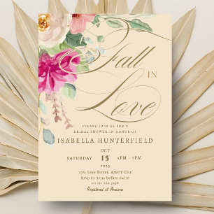 Elegant Fall in Love Floral Bridal Shower Invitation