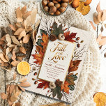 Elegant Fall in Love Golden Autumn Wedding Invitation<br><div class="desc">Embrace the magic of autumn with our "Fall in Love" Wedding Invitation. Perfect for a fall wedding, this elegant invitation features a stunning design in golden hues, with intricate watercolor details of autumn leaves, foliage, acorns, and pumpkins. The rich fall color scheme enhances the seasonal charm, making it an ideal...</div>