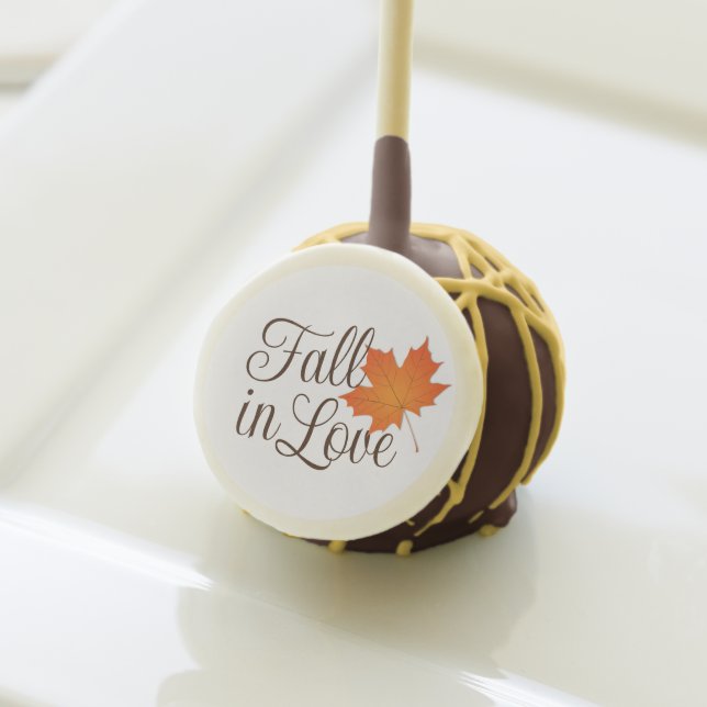 Elegant Fall in Love Orange Maple Leaf Wedding Cake Pops (Front Insitu)