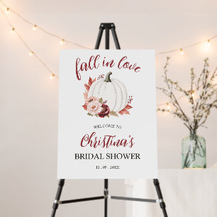 Elegant Fall in Love Pumpkin Floral Bridal Shower Foam Board