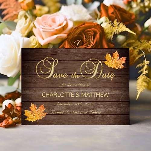 Elegant FALL in LOVE Rustic Wood Country Wedding  Save The Date