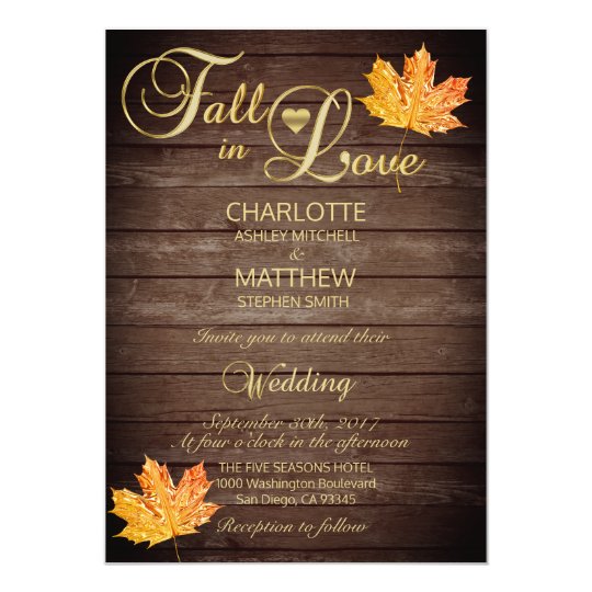 Elegant Fall In Love Rustic Wood Wedding Invitation Zazzle Com