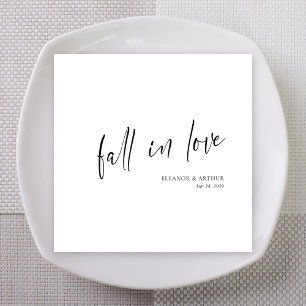 Elegant Fall in Love Script Minimalist Wedding Napkins