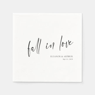 Elegant Fall in Love Script Minimalist Wedding Napkins